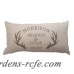 4 Wooden Shoes Antlers with Couples Names and Date Textured Linen Lumbar Pillow FWDS1420